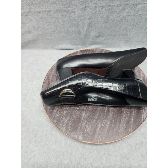Etienne Aegner Manzoni Womens Black Croc-Embossed Leather Heels Size 8 - Picture 15 of 16